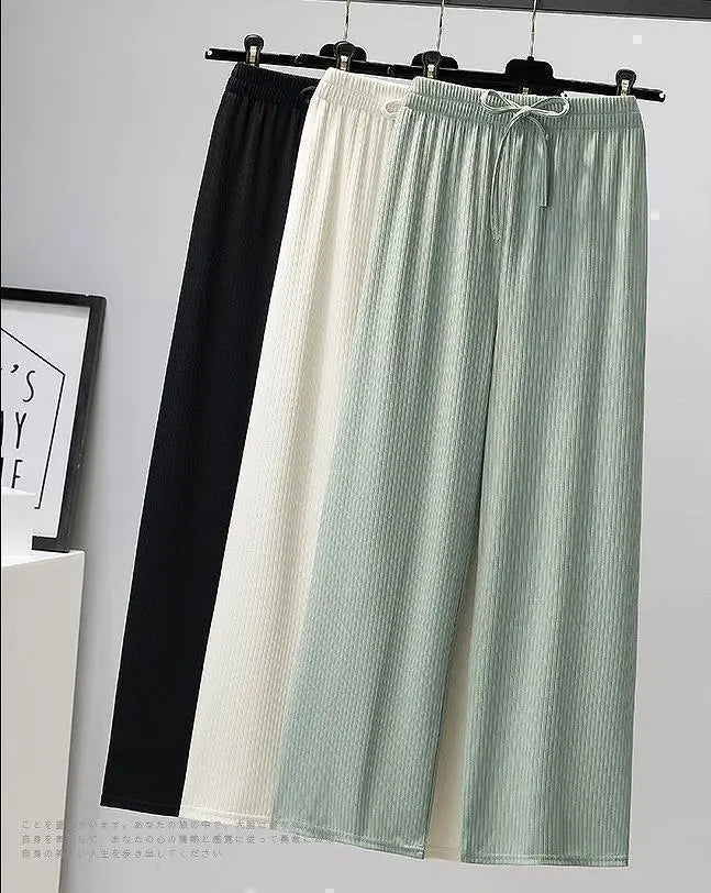 Large sizes for women, spring and summer, pants, elastic waist, pale color