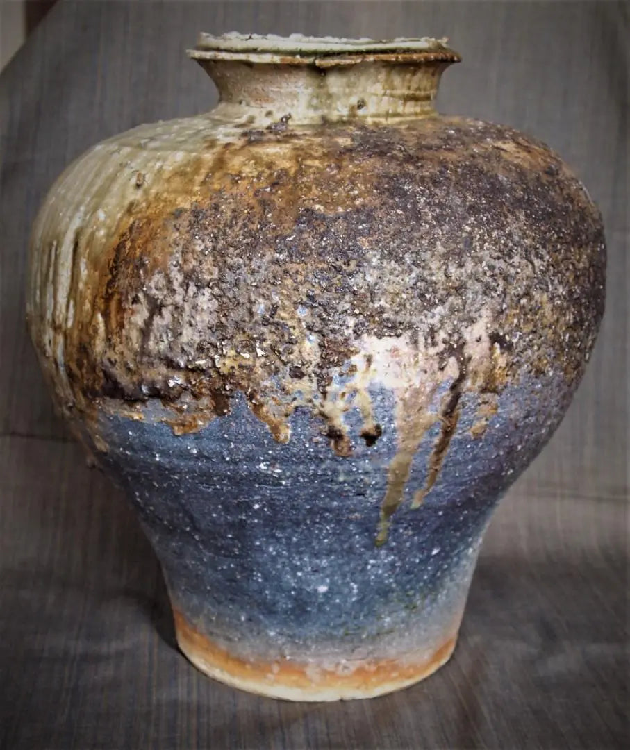 Top-class work★Okami Shuji (Teacher: Furuya Michio)★[Kiln-changing] Iga pot★Can be boxed and cloth