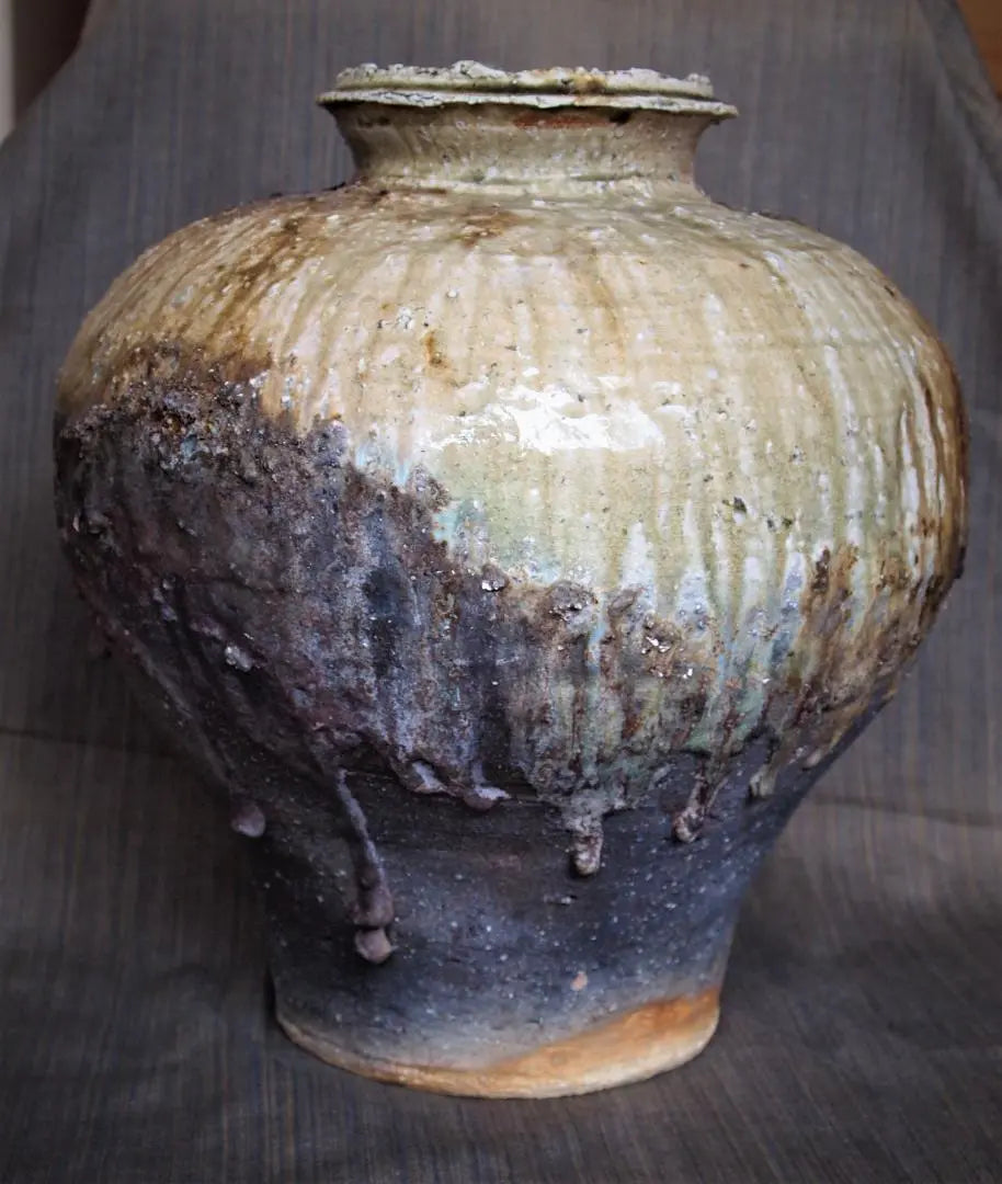 Top-class work★Okami Shuji (Teacher: Furuya Michio)★[Kiln-changing] Iga pot★Can be boxed and cloth