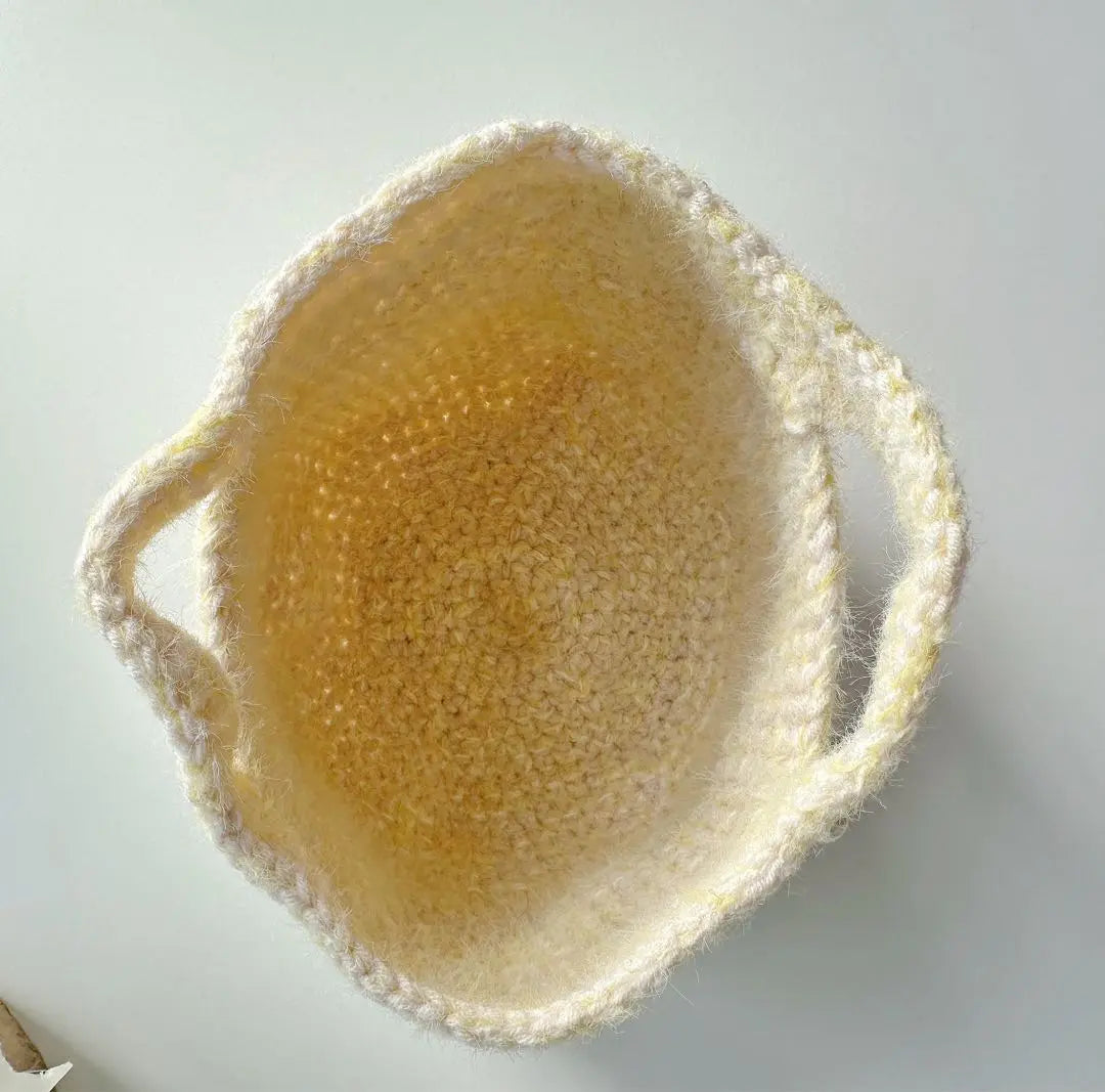 Cute hand knitted handmade crochet knit pearl bag