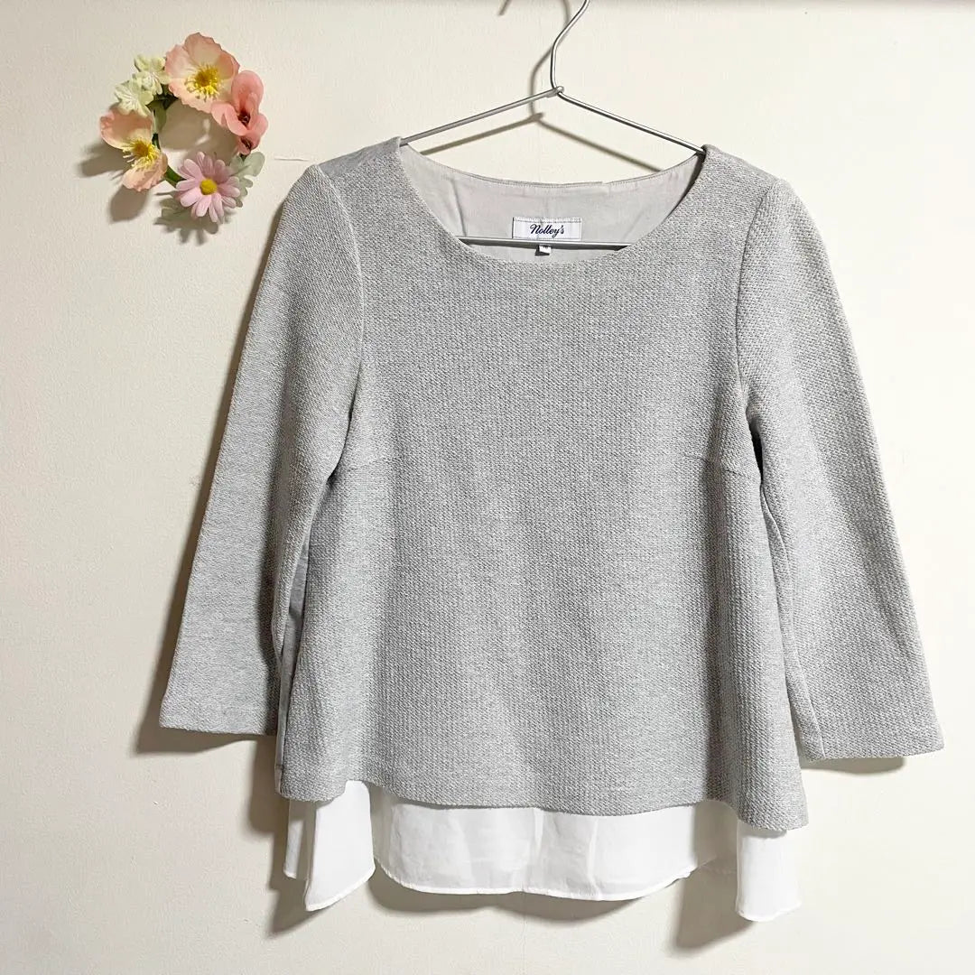 [No Lee's] Tops Manga larga (36) Diseño Grayback Cuello en U | 【ノーリーズ】トップス 長袖 (36) グレー バックデザイン Uネック