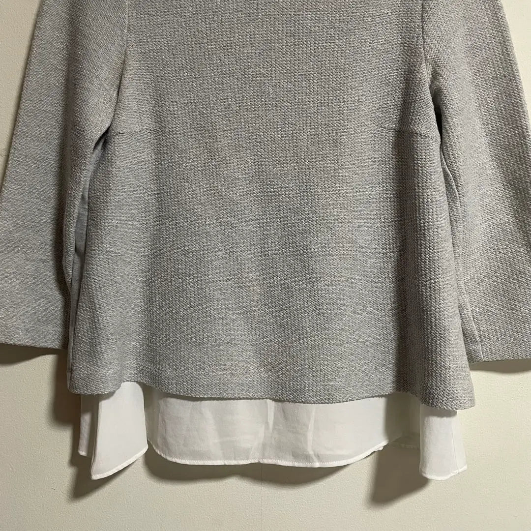 [No Lee's] Tops Long Sleeve (36) Grayback Design U Neck | 【ノーリーズ】トップス 長袖 (36) グレー バックデザイン Uネック