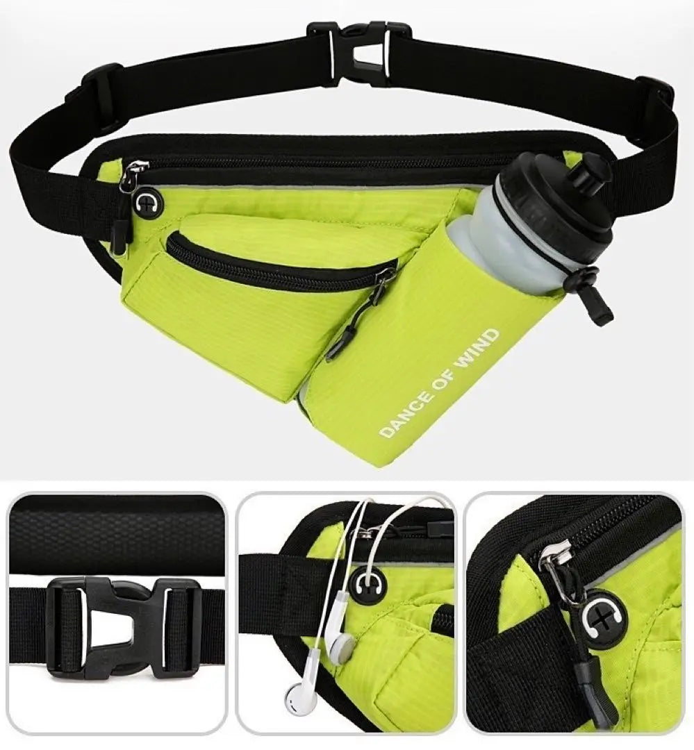 Popular product: Large capacity running bag with plastic bottle holder, green