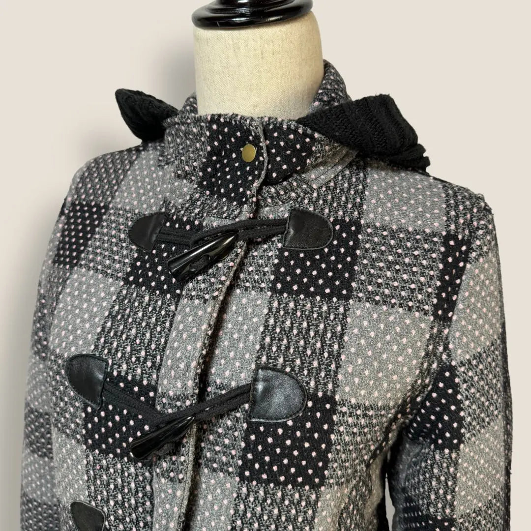 Vanquish VANQUISH Ladies Check Dot Pattern Duffle Coat | ヴァンキッシュ VANQUISH レディース チェック ドット柄 ダッフルコート