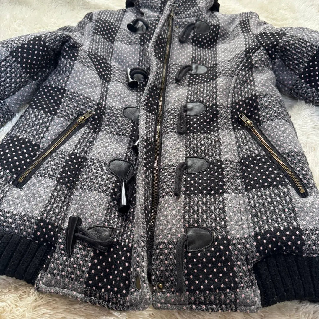 Vanquish VANQUISH Ladies Check Dot Pattern Duffle Coat | ヴァンキッシュ VANQUISH レディース チェック ドット柄 ダッフルコート