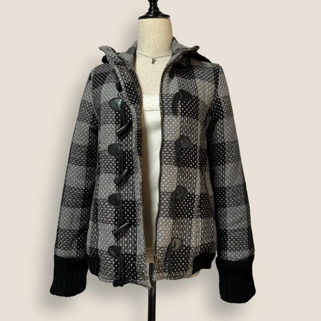 Vanquish VANQUISH Ladies Check Dot Pattern Duffle Coat | ヴァンキッシュ VANQUISH レディース チェック ドット柄 ダッフルコート