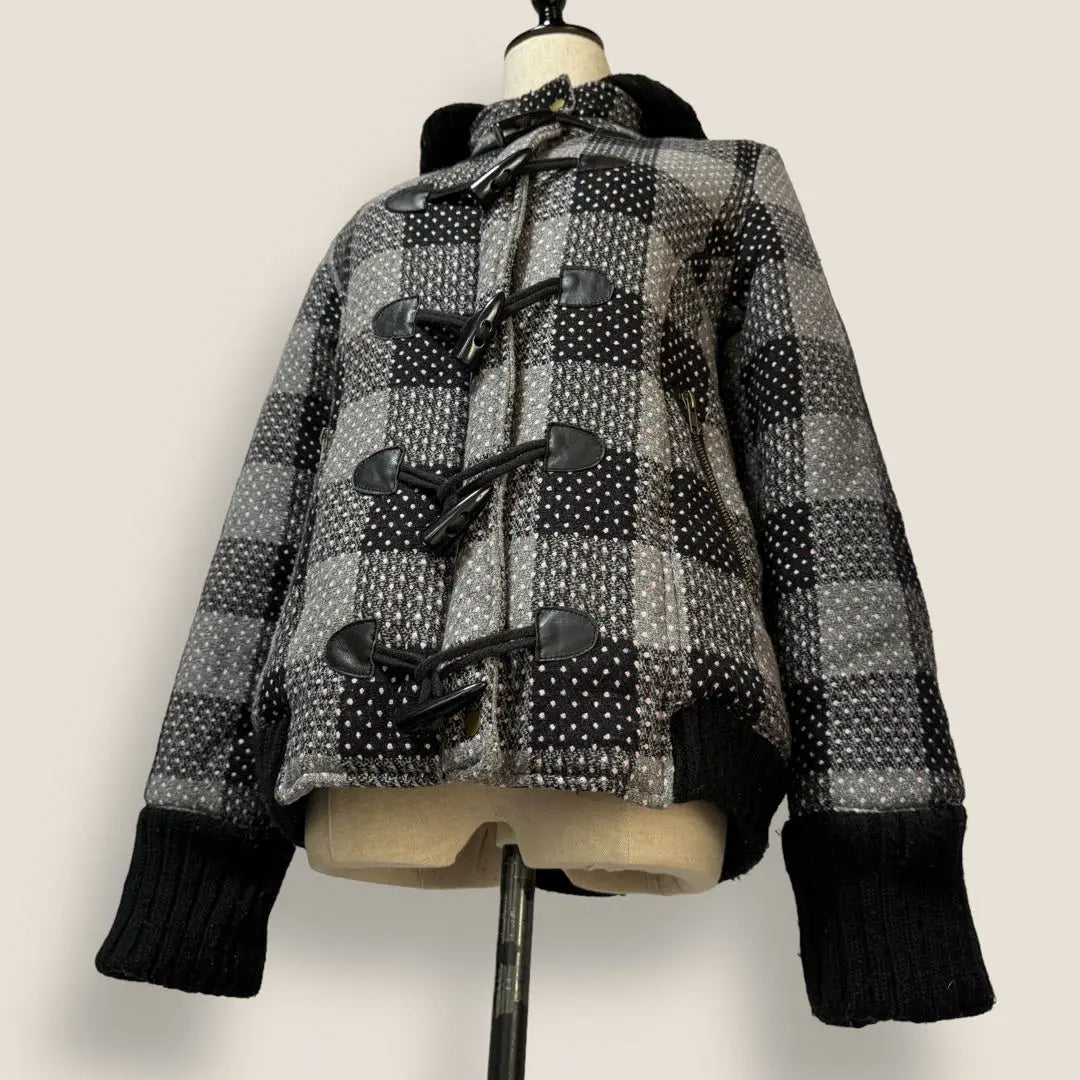 Vanquish VANQUISH Ladies Check Dot Pattern Duffle Coat | ヴァンキッシュ VANQUISH レディース チェック ドット柄 ダッフルコート