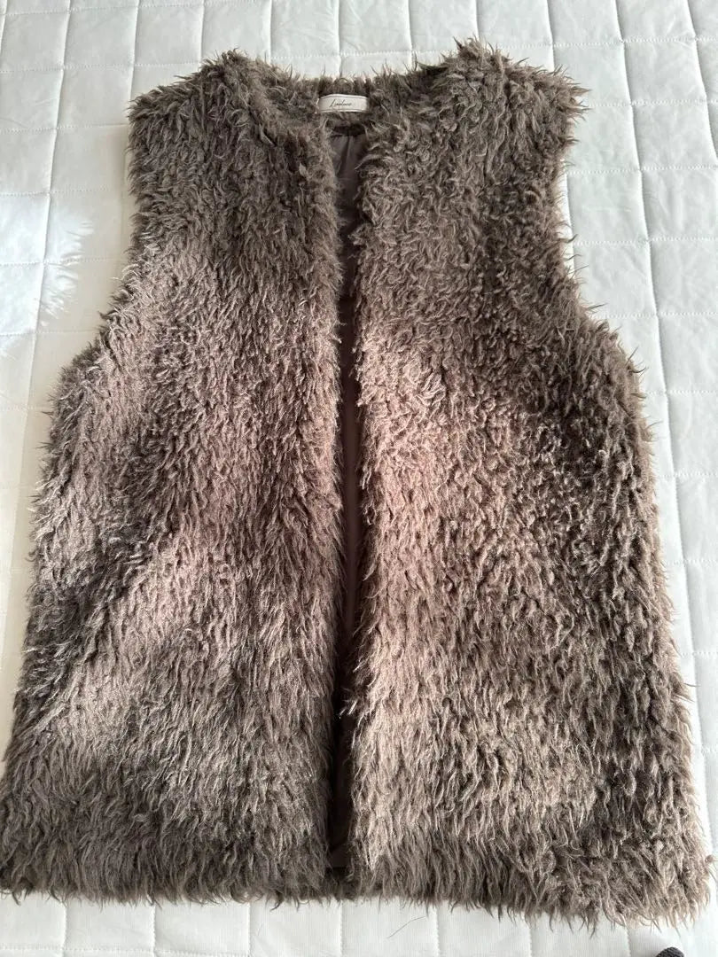 [Good condition] Linoluce Shimamura/Fur Vest M size★