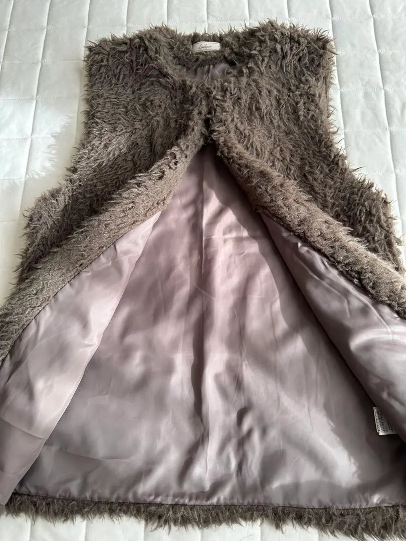 [Good condition] Linoluce Shimamura/Fur Vest M size★