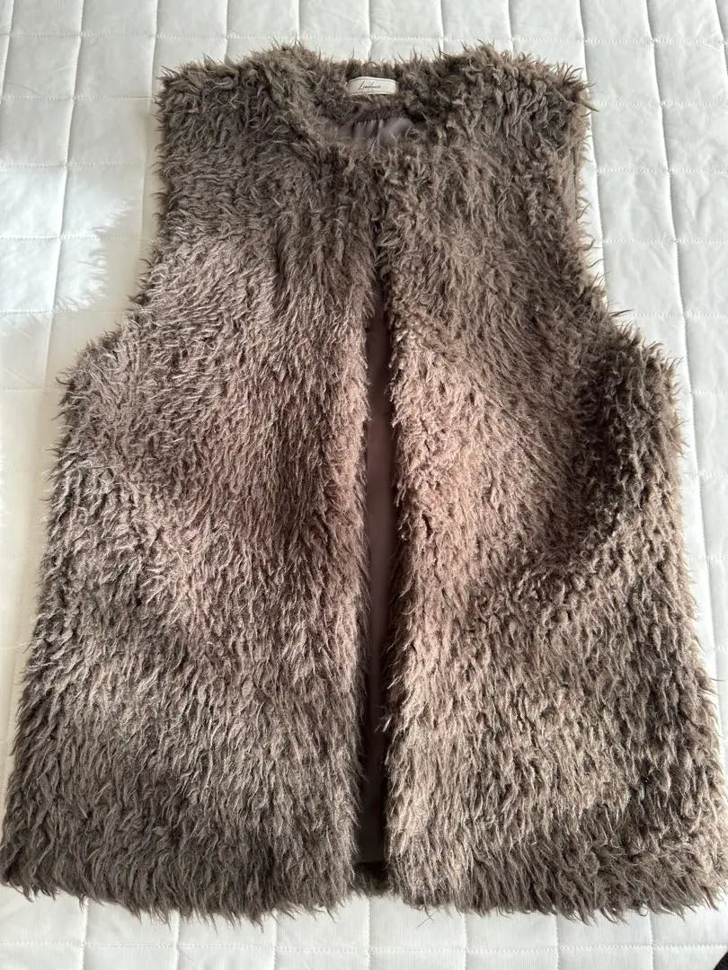 [Good condition] Linoluce Shimamura/Fur Vest M size★