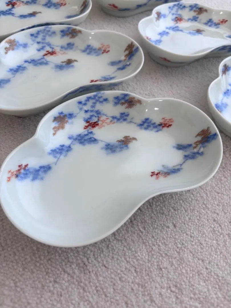 Super high-quality antique hand-painted cloud-shaped floral ceramic plate set of 6