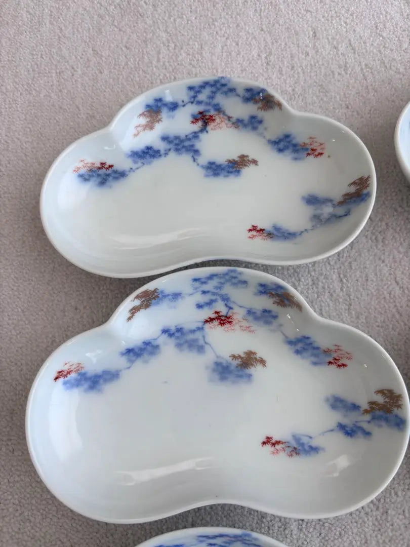 Super high-quality antique hand-painted cloud-shaped floral ceramic plate set of 6