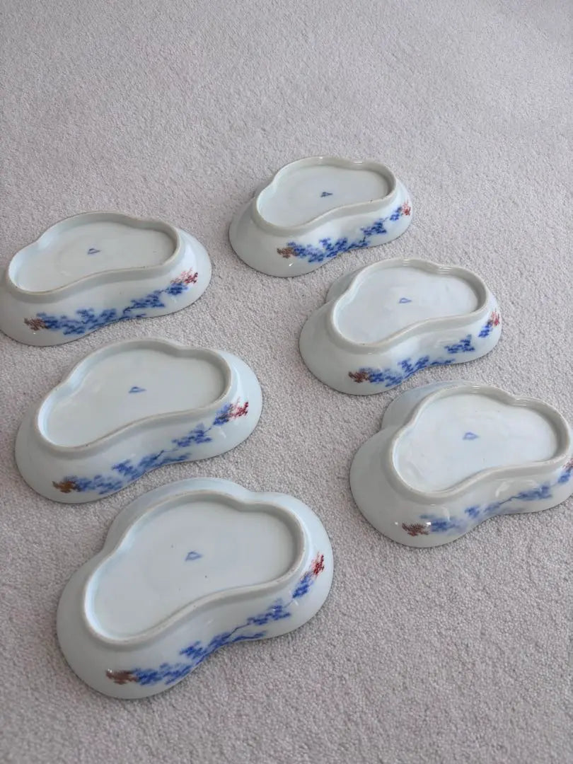 Super high-quality antique hand-painted cloud-shaped floral ceramic plate set of 6