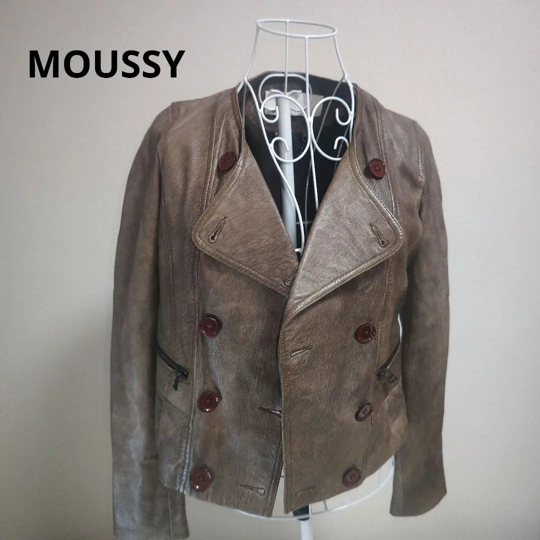 [Stylish☆BLACK BY MOUSSY] Brown faux leather jacket