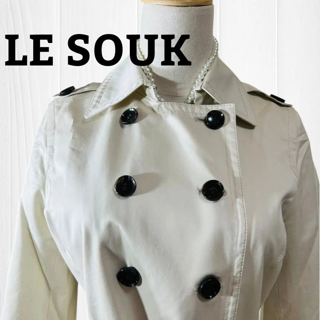 Rusuk Double Button Trench Coat with fabric belt Shoulder belt Cuff button Cotton