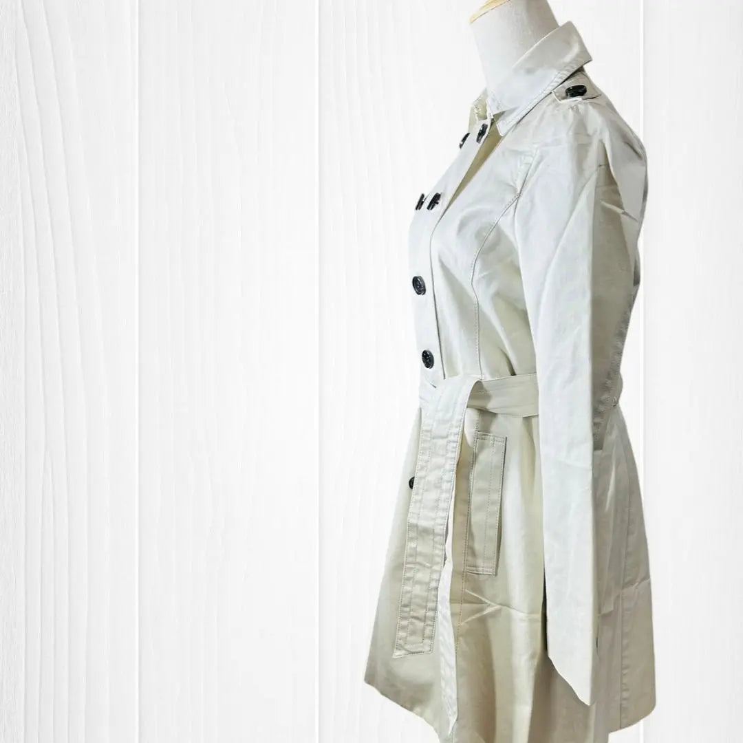 Rusuk Double Button Trench Coat with fabric belt Shoulder belt Cuff button Cotton