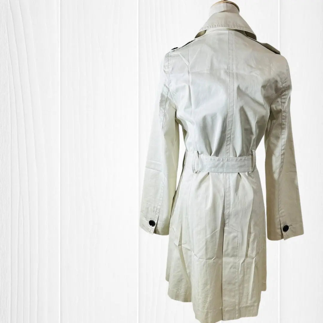 Rusuk Double Button Trench Coat with fabric belt Shoulder belt Cuff button Cotton