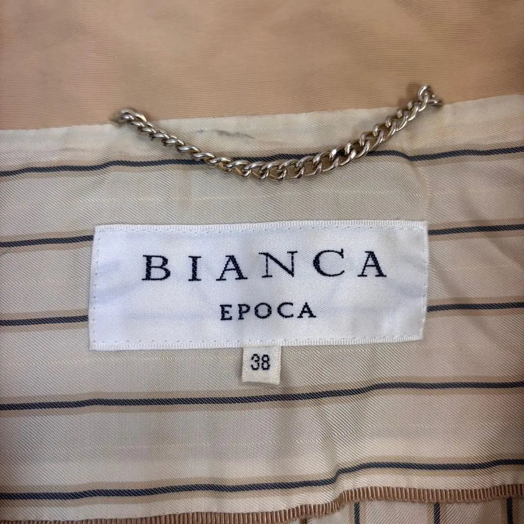 ◇Biancaepoca [M] Spring coat with striped pattern lining waist belt