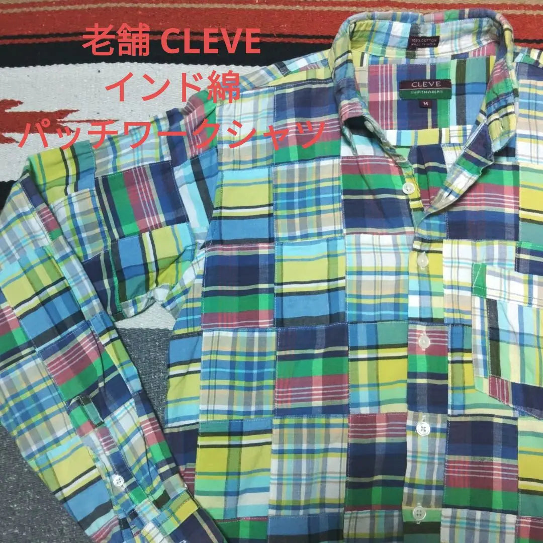 Madras Check Patchwork Shirt Long-established CLEVE Multicolor Indian Cotton