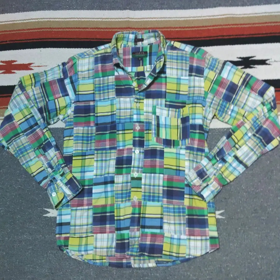 Madras Check Patchwork Shirt Long-established CLEVE Multicolor Indian Cotton