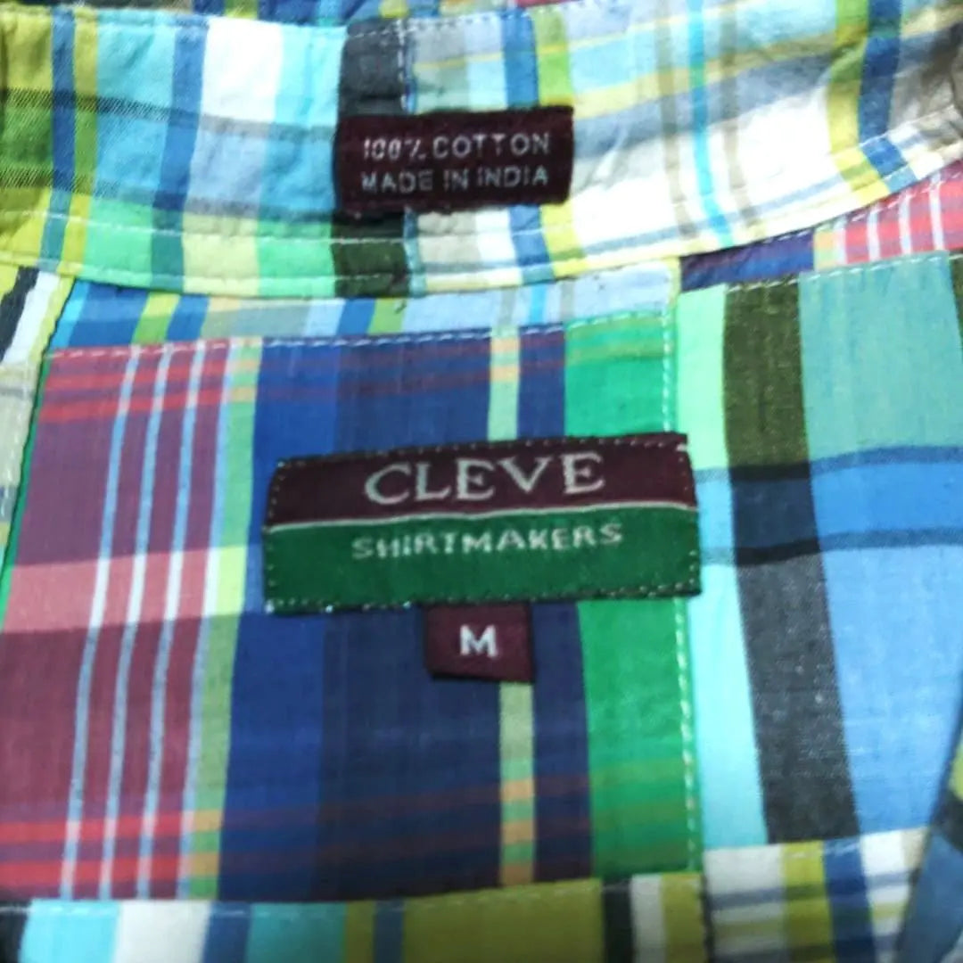 Madras Check Patchwork Shirt Long-established CLEVE Multicolor Indian Cotton