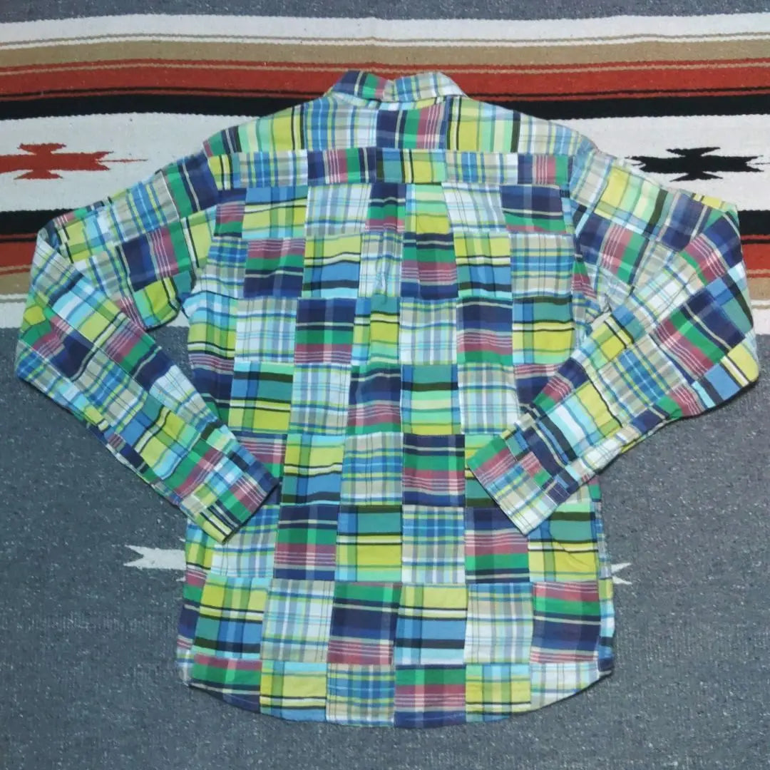 Madras Check Patchwork Shirt Long-established CLEVE Multicolor Indian Cotton