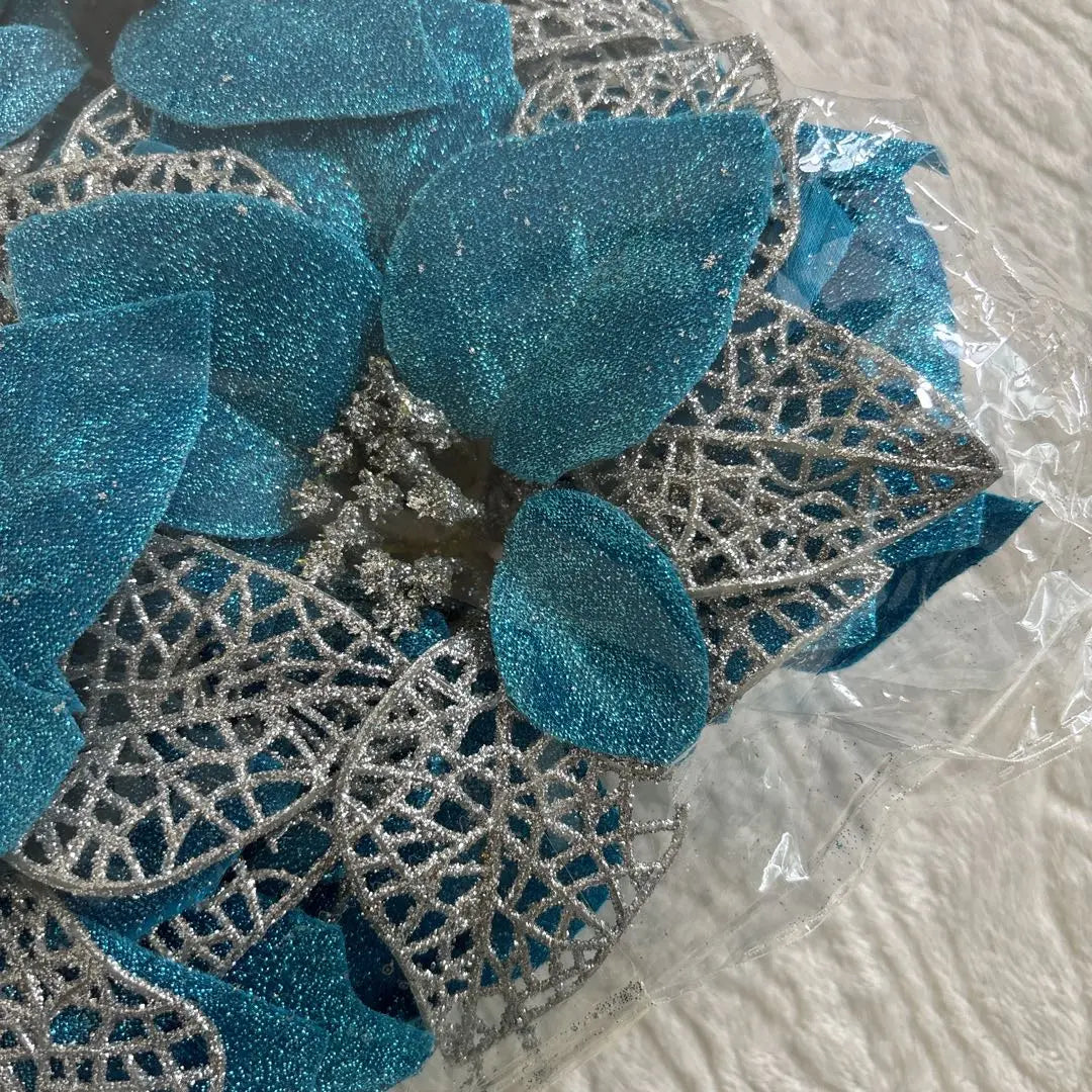 Christmas tree decorations, artificial flowers, Christmas flowers, flower, blue ornament, 12 pieces