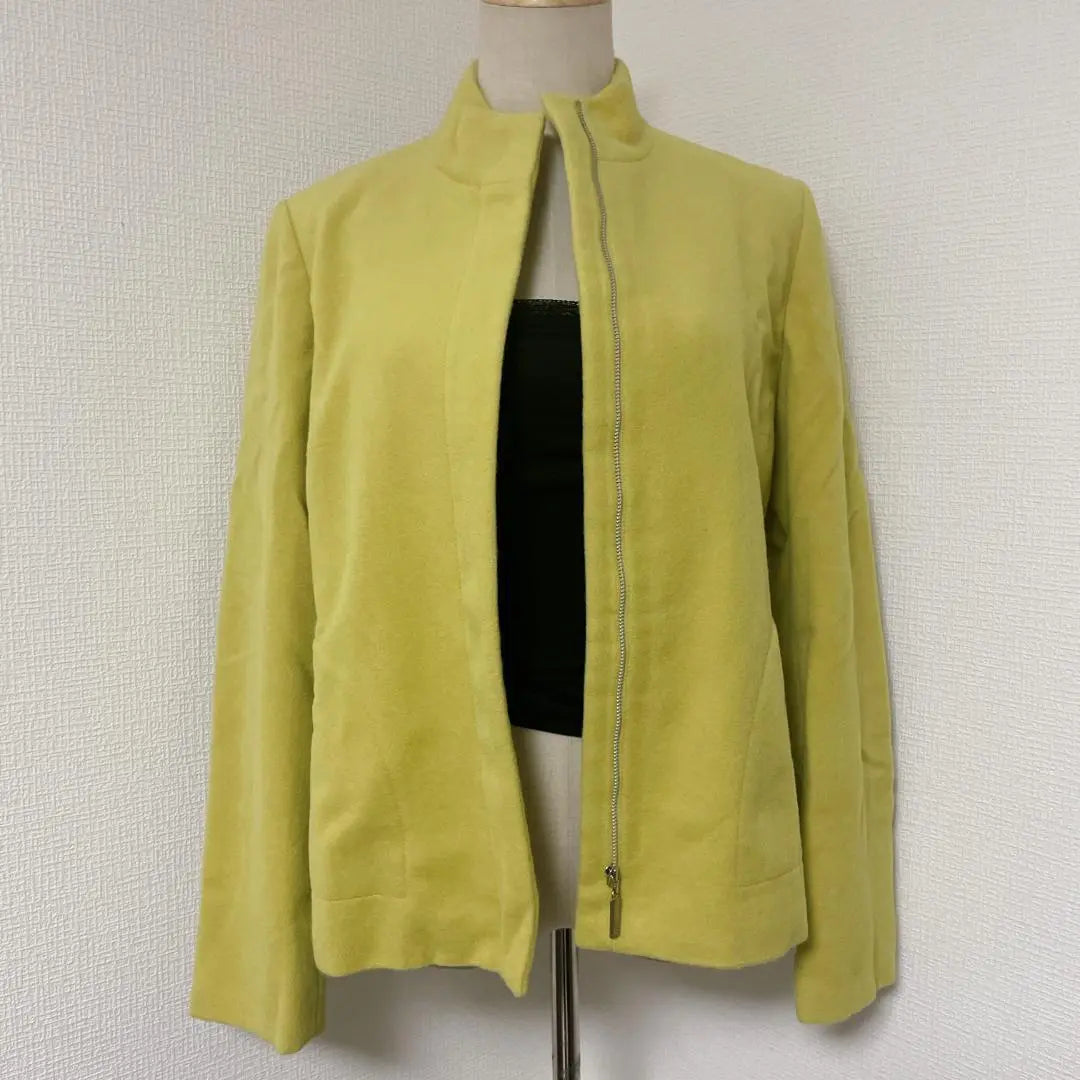 [Extremely beautiful] Boutique Gioconda High Neck Short Coat Angora Wool Yellow