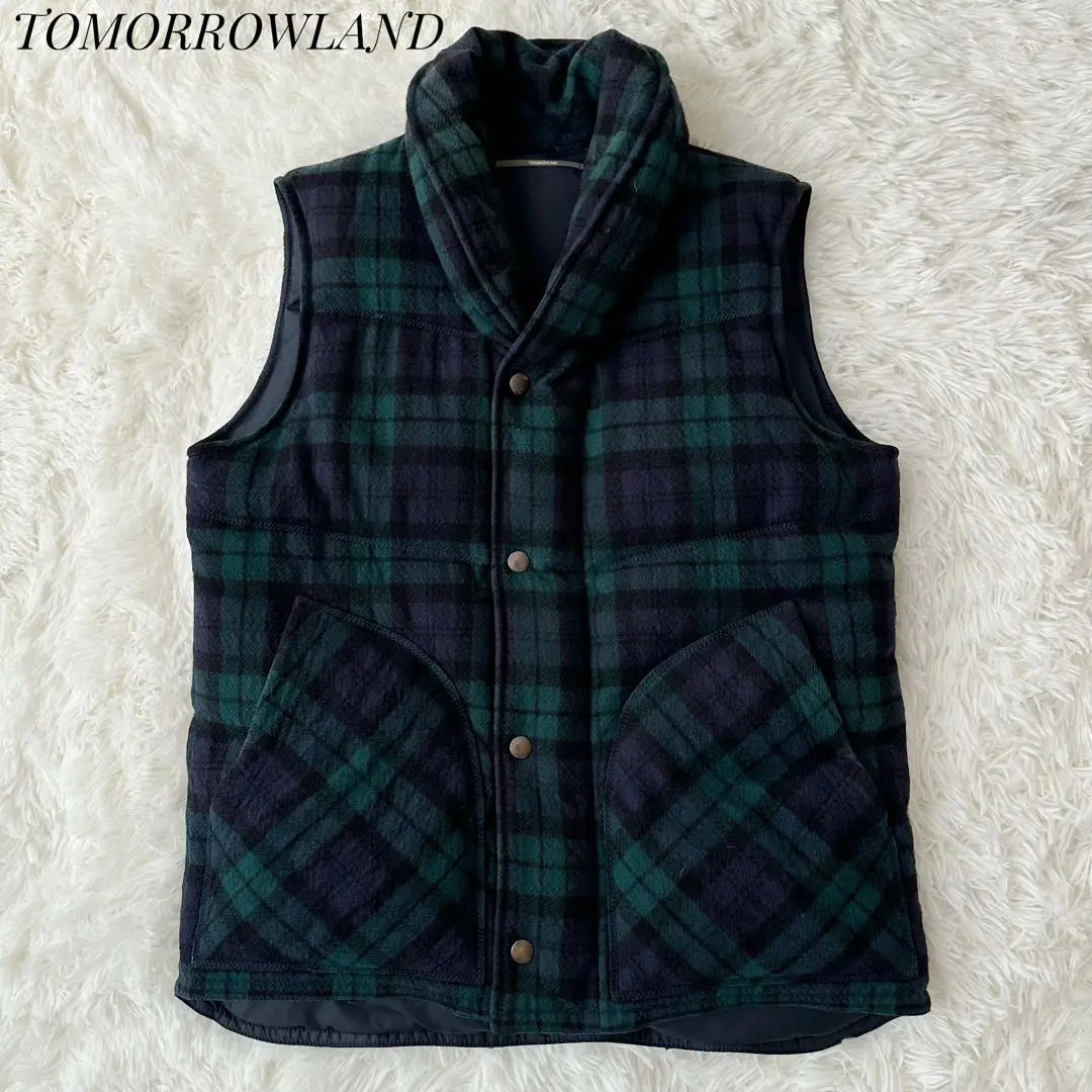 TOMORROWLAND Down Vest Tartan Check Green Size M