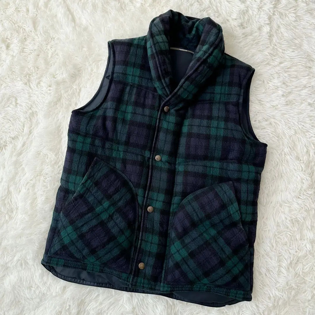 TOMORROWLAND Down Vest Tartan Check Green Size M