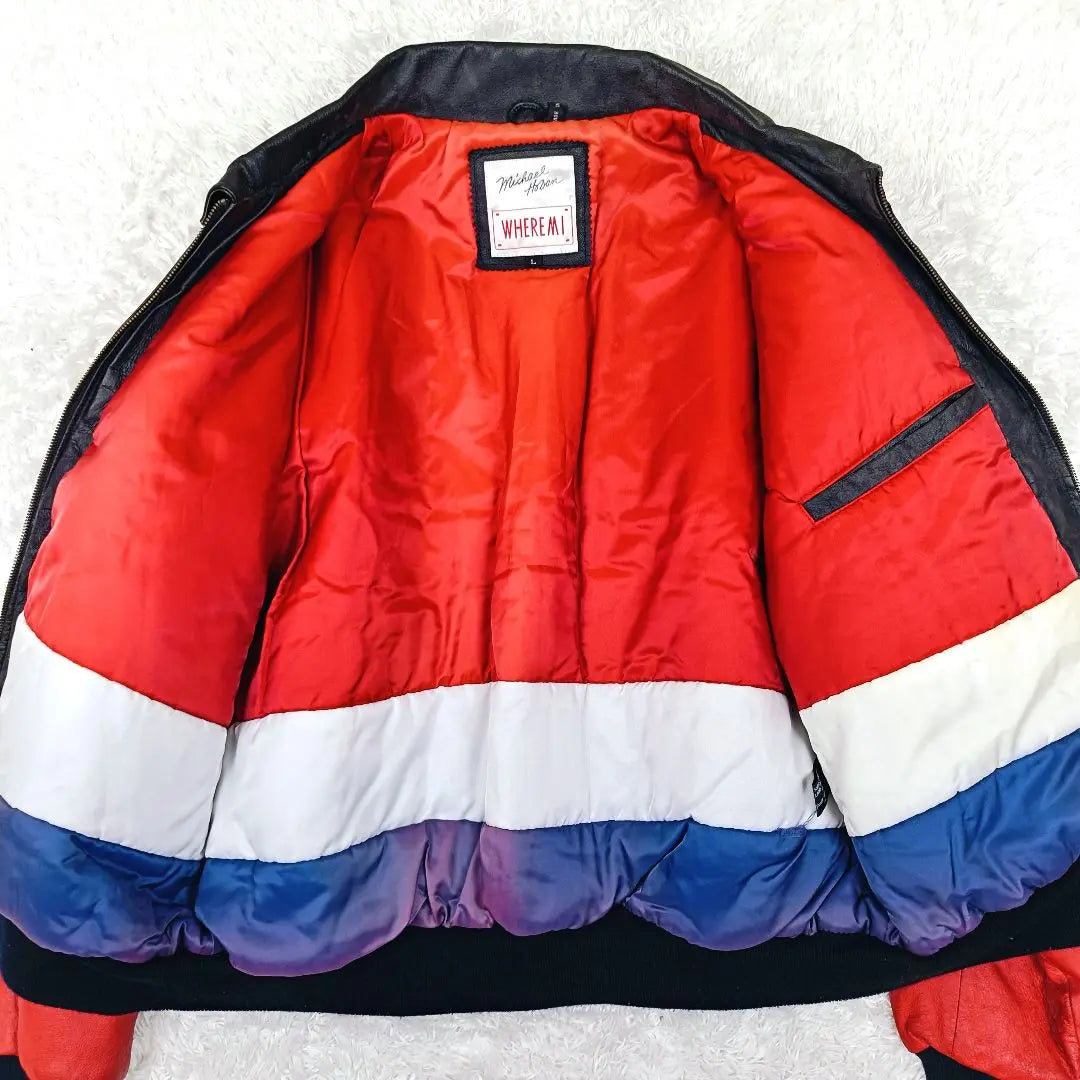 Michael Hoban Rider's Jacket Leather Stadium Jacket Stars and Stripes L