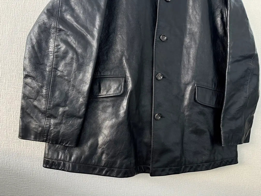 Super Special 90s Ralph Lauren Leather Car Coat L Black