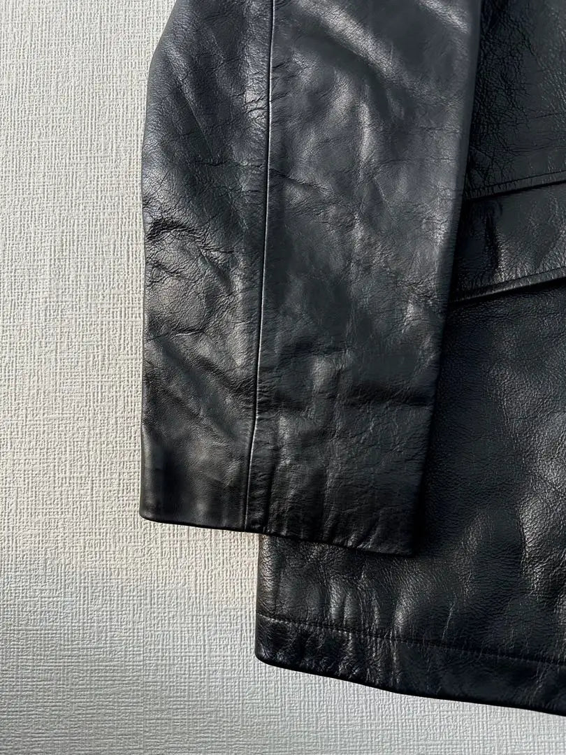 Super Special 90s Ralph Lauren Leather Car Coat L Black