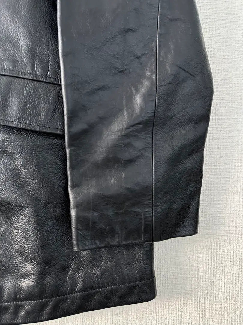 Super Special 90s Ralph Lauren Leather Car Coat L Black