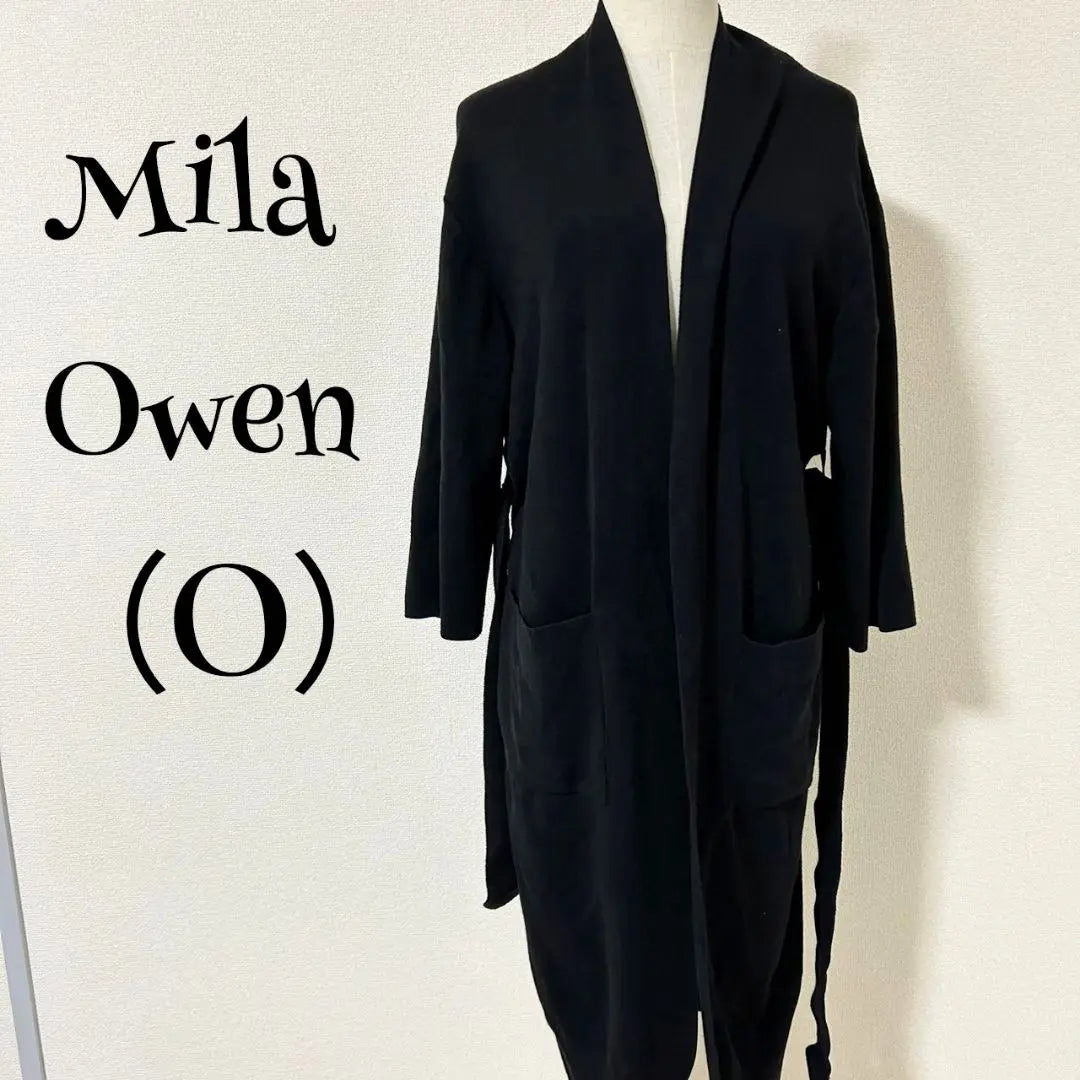 Mira Owen (O) Negro/Acrílico/Largo/Similar a un vestido/Abrigo/Cinturón incluido