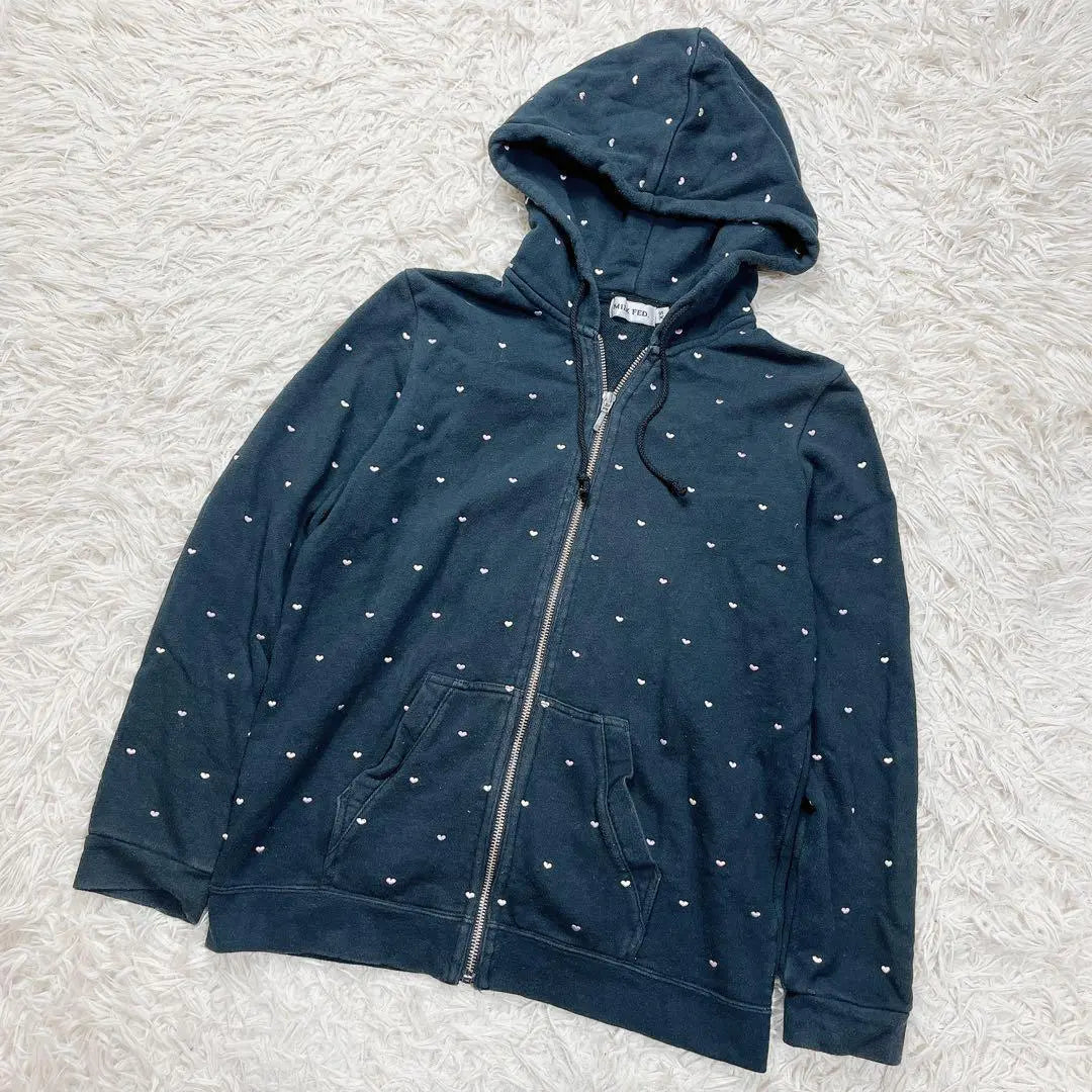 MILKFED Milk Fed Zip-up Hoodie All-over Pattern Heart Multicolor