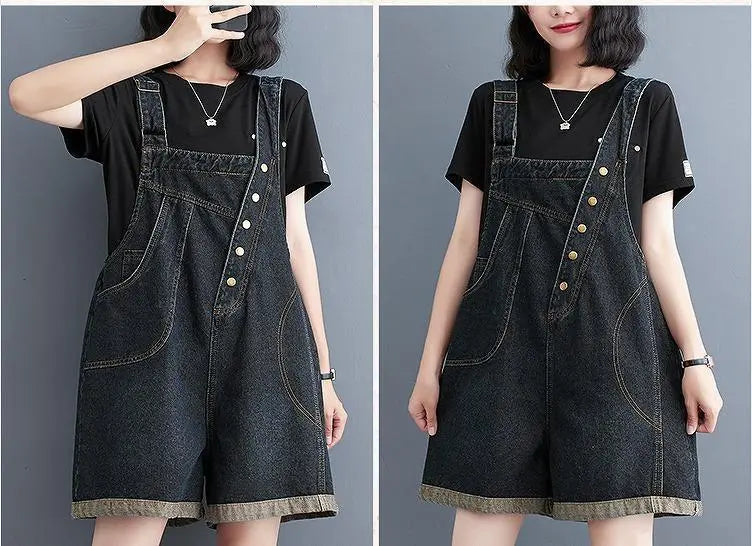 Large size women's overalls pants, short denim, new