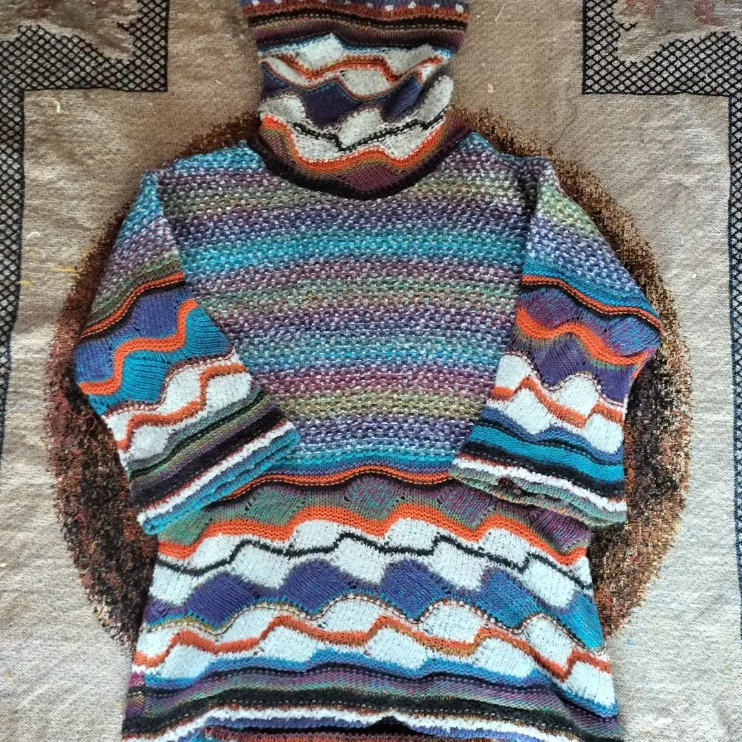 00s Designed Used Clothing 3D Style Multi-Color Knit | 00s　デザイン古着　3D風マルチカラーニット