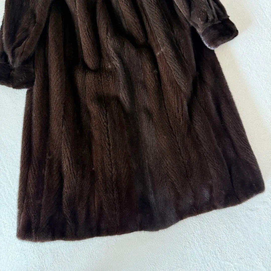 BLACKGLAMA Mink Fur Long Coat L Size