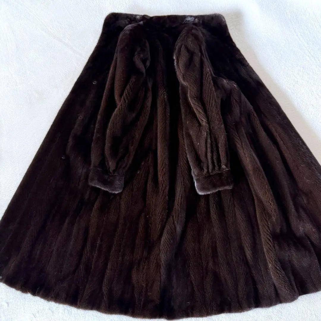 BLACKGLAMA Mink Fur Long Coat L Size