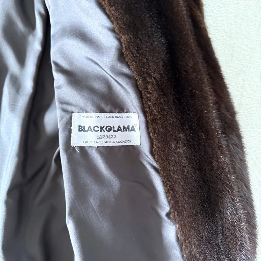 BLACKGLAMA Mink Fur Long Coat L Size