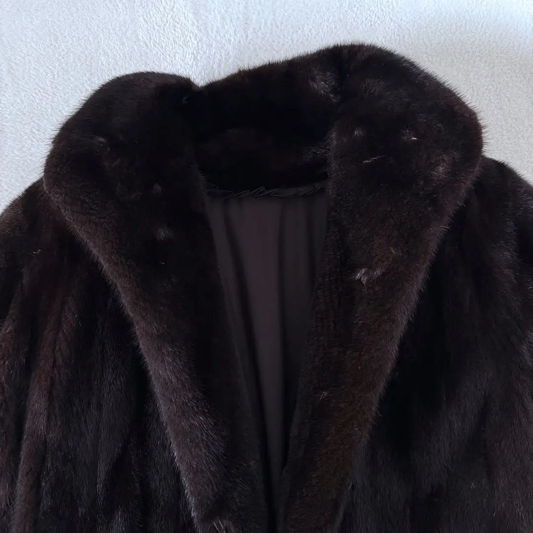 BLACKGLAMA Mink Fur Long Coat L Size