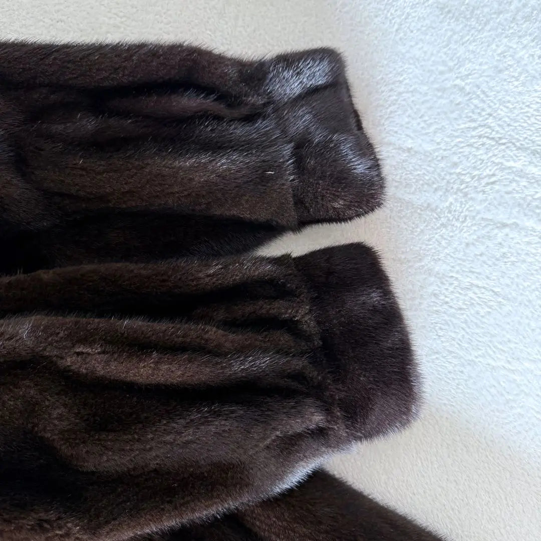 BLACKGLAMA Mink Fur Long Coat L Size