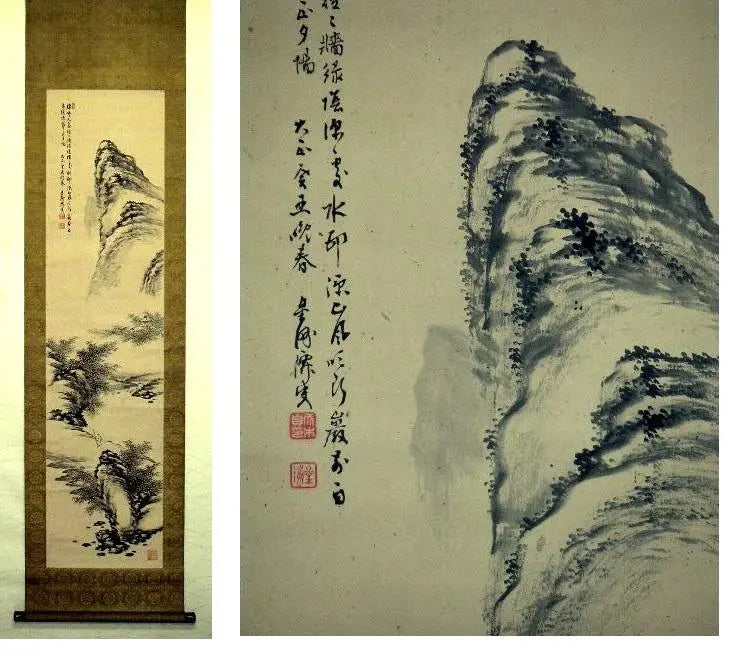 Hanging scroll, landscape painting, Nariki Hoshizu Hanging scroll, antiques