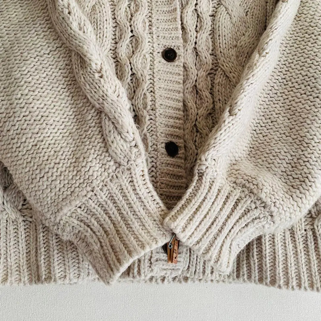 ①⭐️SM2⭐️V-neck cardigan, cable knit, natural, cute ♡