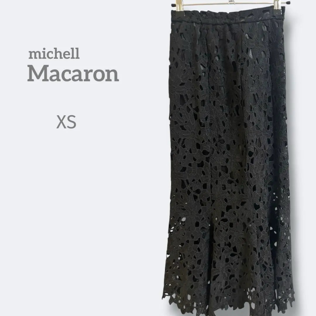 249 Michelle Macaron [XS] Floral lace, long skirt, stylish, slim look, high-class