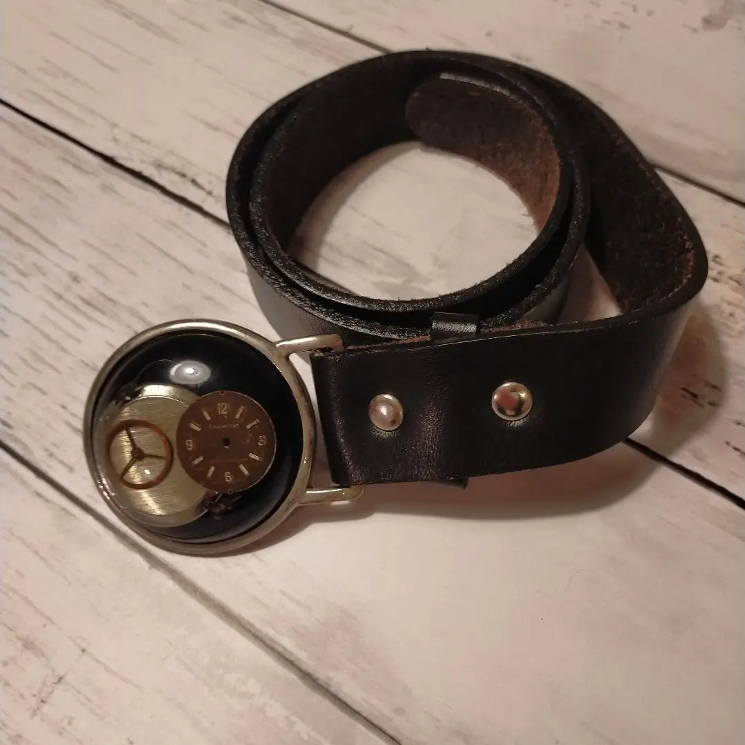 70's-80's COSA-NOSTRA Leather Belt Black