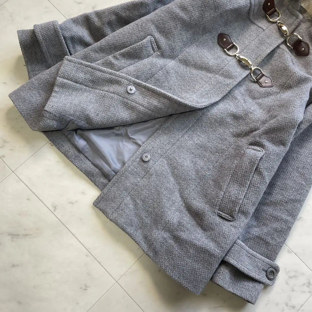 Anysys Lambwool Angola Raccoon Fur Coat Metal Fittings L Gray | エニィスィス ラムウール アンゴラ ラクーンファー コート 金具 L グレー