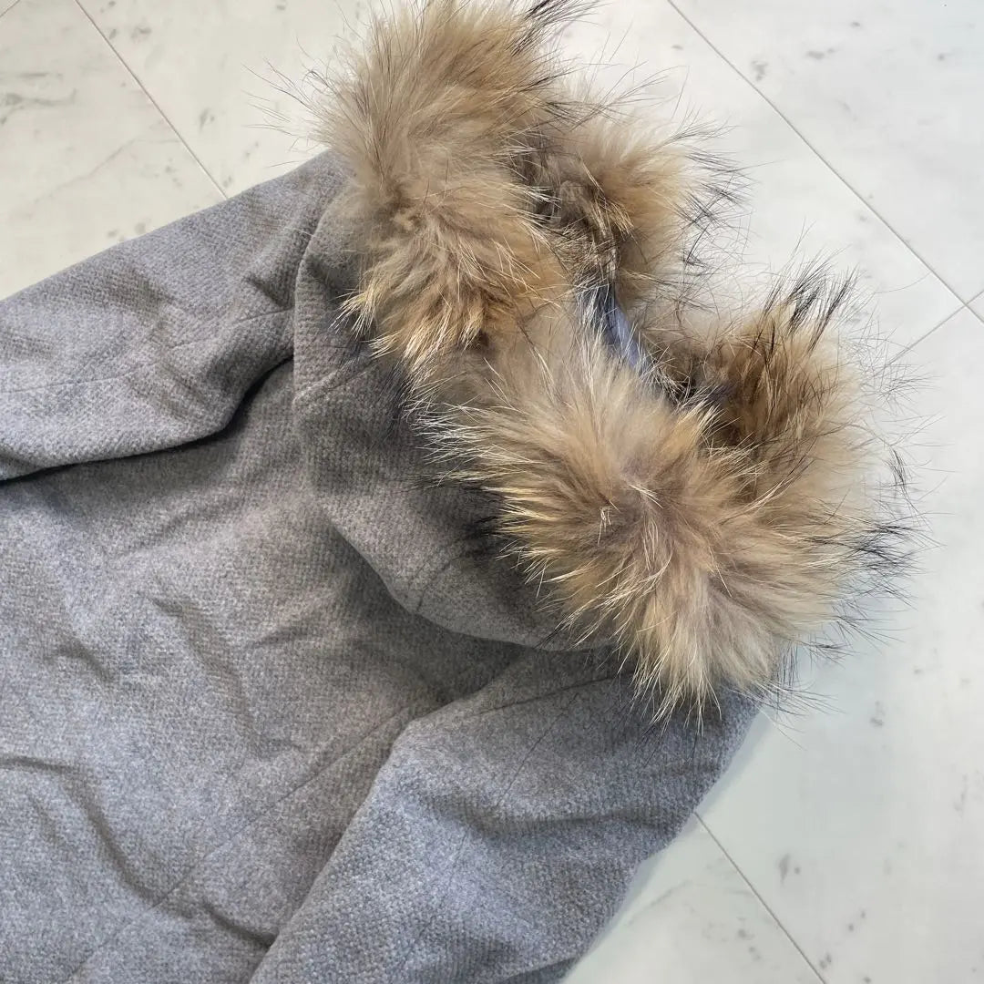 Anysys Lambwool Angola Raccoon Fur Coat Metal Fittings L Gray | エニィスィス ラムウール アンゴラ ラクーンファー コート 金具 L グレー