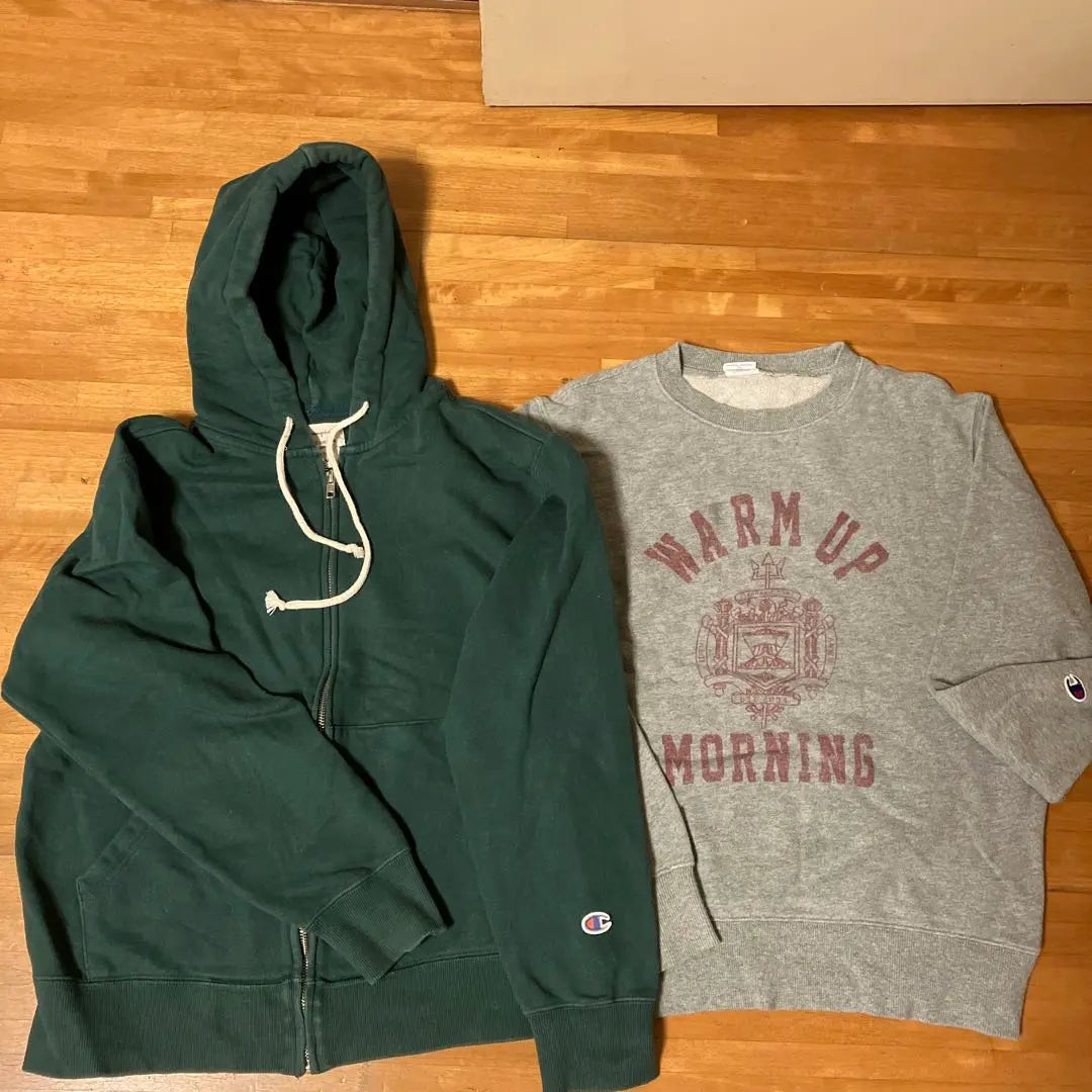 Champion / Parker & Trainer 2 points set! ! / Gray, green | チャンピオン／パーカー&トレーナー2点セットで！！／グレー、グリーン